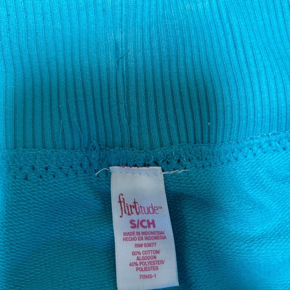 Flirtitude Women’s Jogger Sweat Pants Size Small Turquoise Blue Sweats - Picture 5 of 7